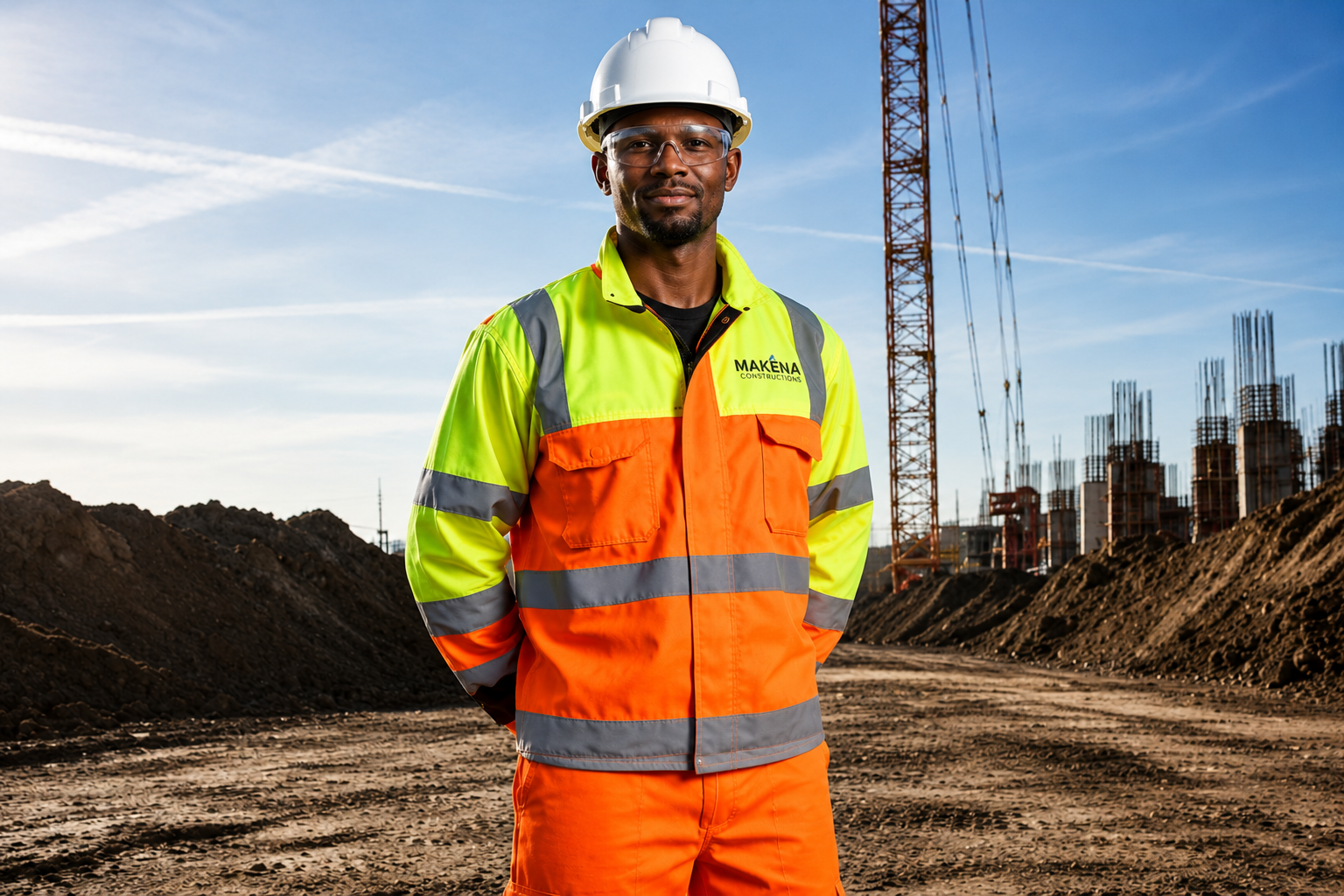 Safety worker in hi-vis gear on site