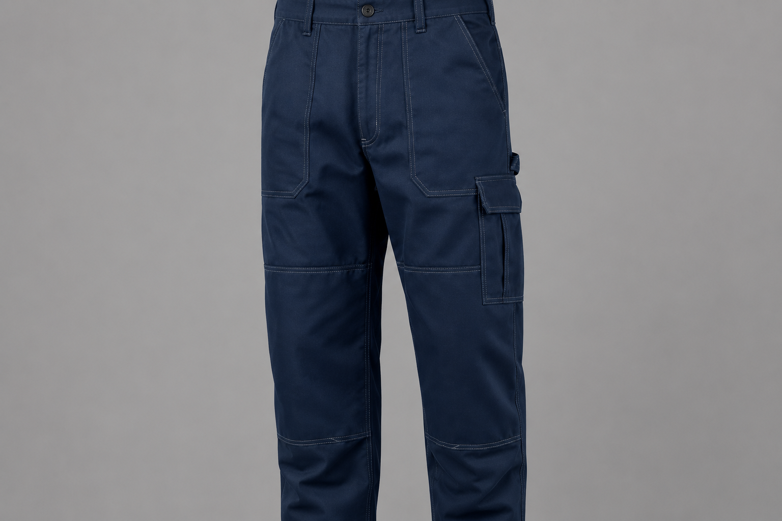 Navy cargo work trousers on mannequin